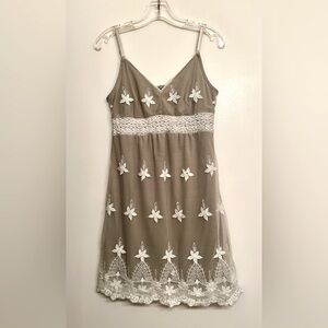 Kaffe Spaghetti Strap Mini Dress with White Lace size M